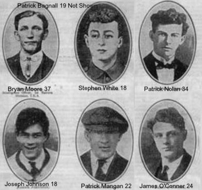 Stephen White, Joseph Johnson, Patrick Mangan, Patrick Nolan, Bryan Moore, James O'Conner, Patrick Bagnall